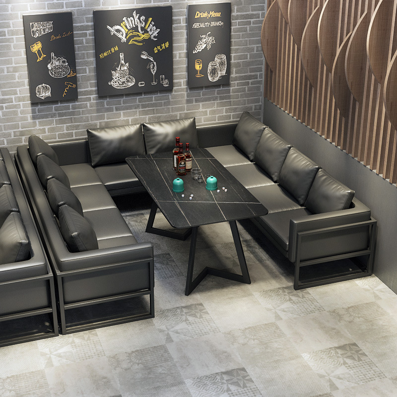 Retro Industrial Style Bar Sofa Booth Seating Area Coffee Western Restaurant Casual Tavern Dining Table and Chairs