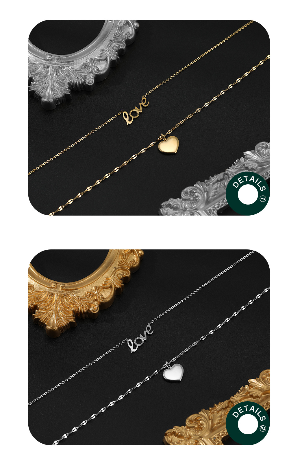 Fashion Letter Heart Shape Stainless Steel Necklace Plating Stainless Steel Necklaces_colorza_4