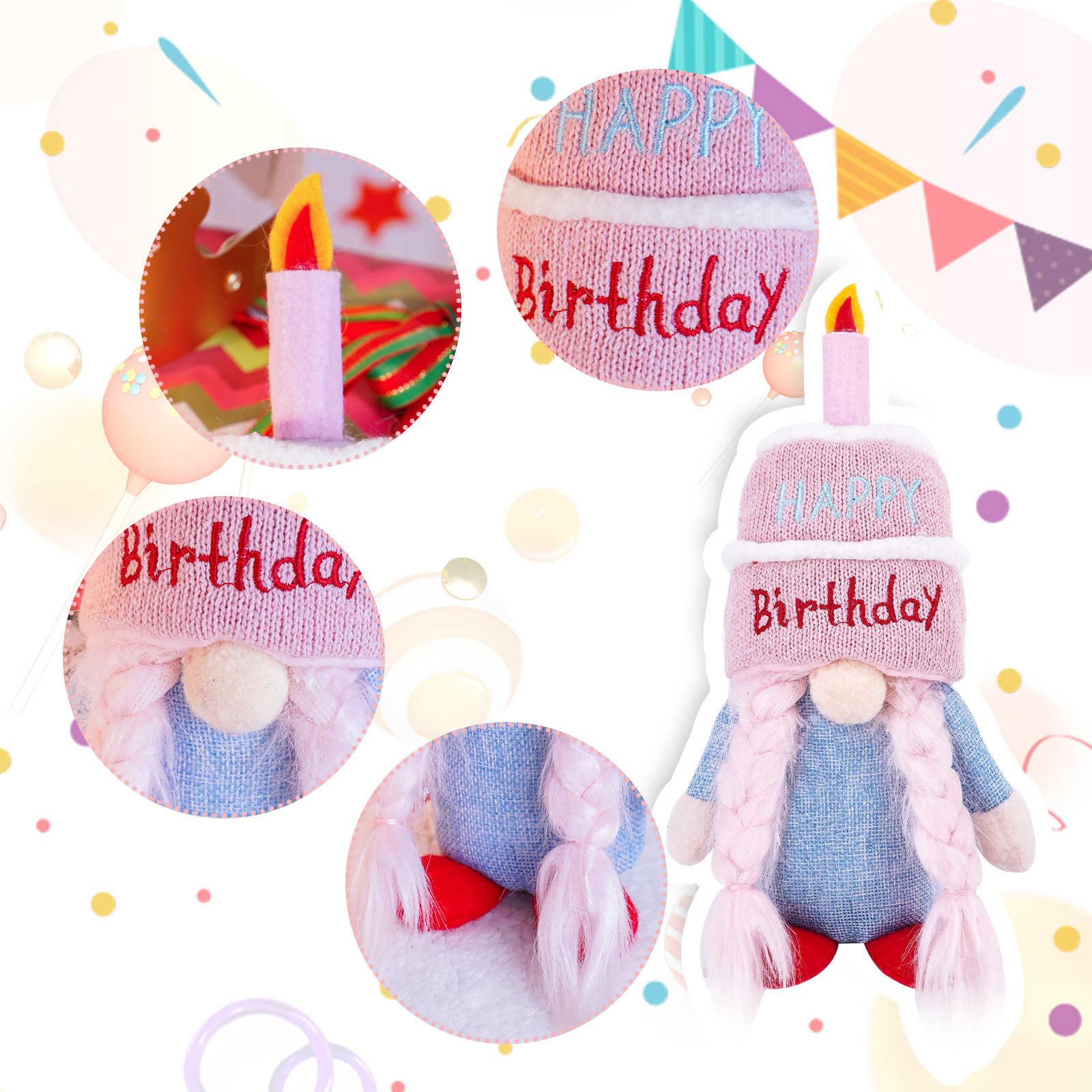 Cumpleaños enano felpa elfo decoración cumpleaños muñeca sin rostro muñeca creativa viejo Regalo De vacaciones Decoración