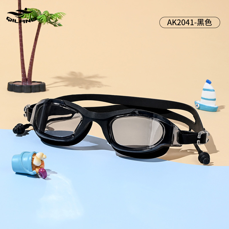 Gafas de Natación con Tapones de Oídos para Adultos PC Impermeable, Anti-vaho para Natación y Buceo