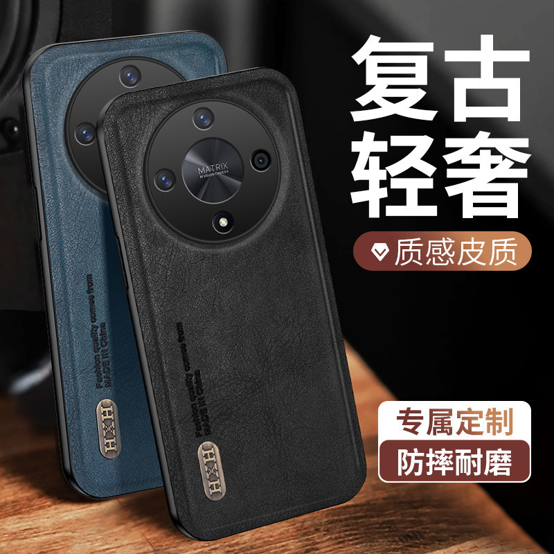 For Huawei Honor X6B Phone Case Magic6Pro Retro Frosted Leather X60i Car Magnetic Protective Case