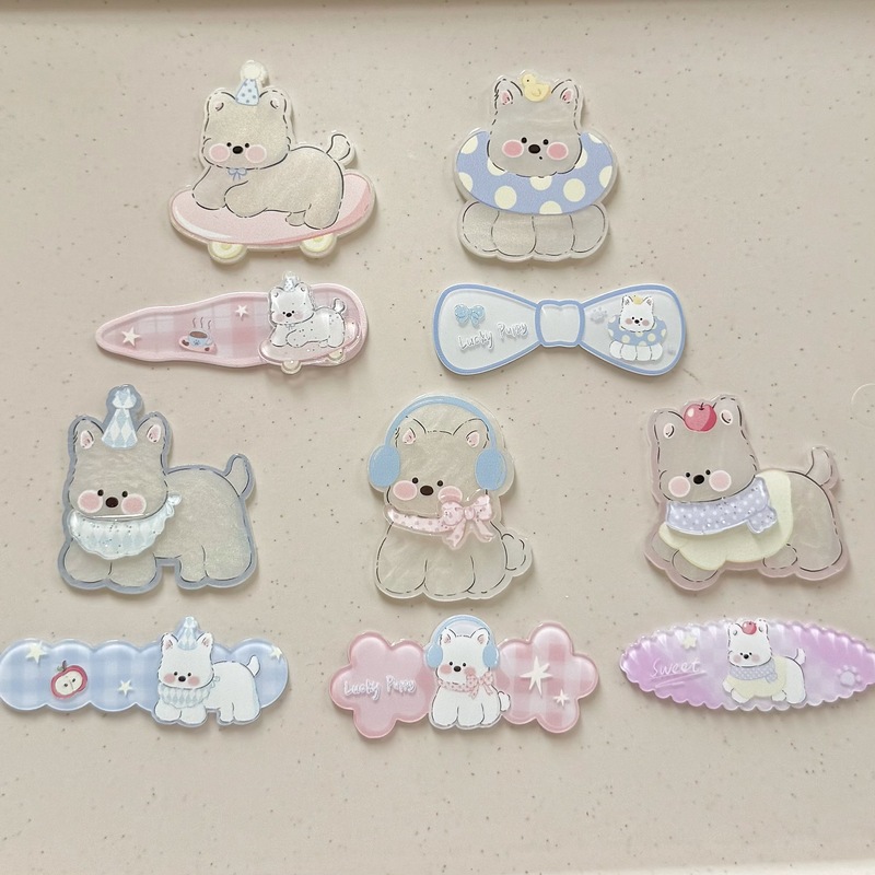 新しいカラフルな二層ウエストハイランド子犬アクリルアクセサリー弓水滴ジュエリー DIY 手作り材料|undefined
