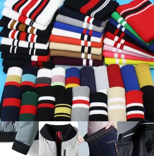 Flat knitting machine ribbed cuff neckline striped color sleeve hem jacket knitted stretch garment thread cotton accessories