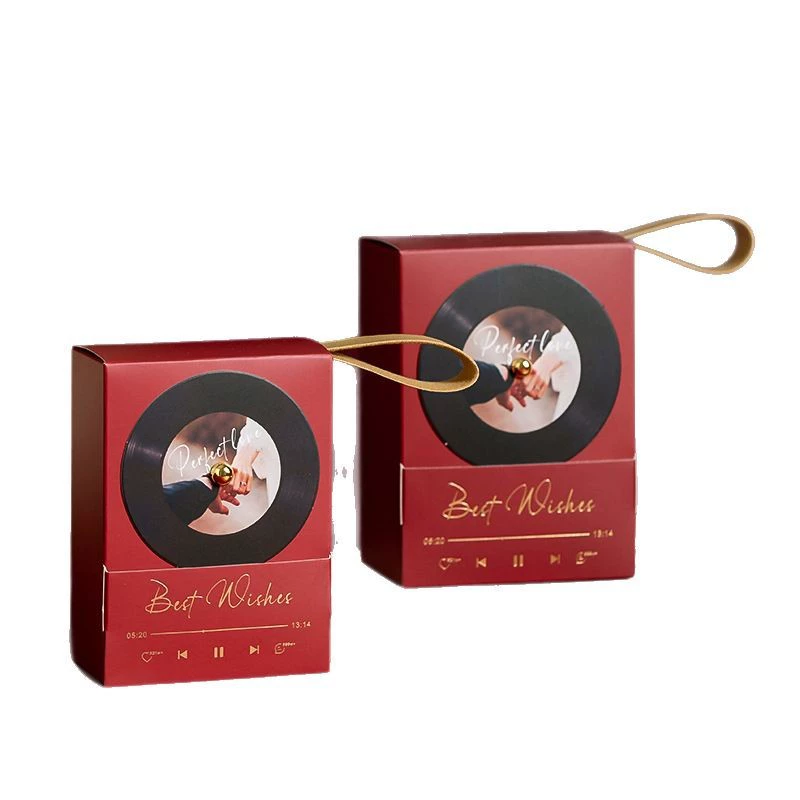 Creative record wedding candy box wedding table sugar box high-end wedding portable simple candy box wedding candy bag empty box
