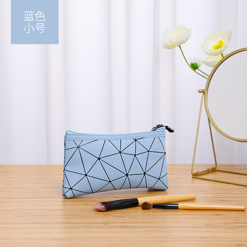 菱形 PU 化粧品バッグポータブル大容量防水トイレタリーバッグ多機能旅行化粧品口紅収納袋|undefined