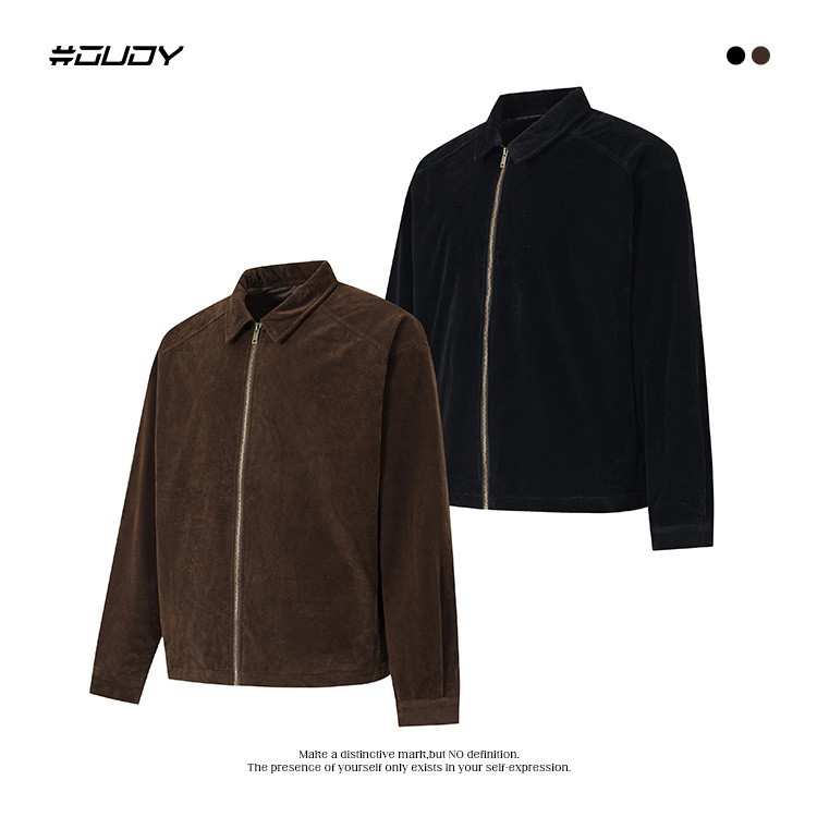 # Ovdy Korean-Style High-End Lapel Casual Jacket with a Vintage Relaxed Suede Zipper Design for Men and Women # Ovdy Korean-Style High-End Lapel Casual Jacket with a Vintage Relaxed Suede Zipper Design for Men and Women