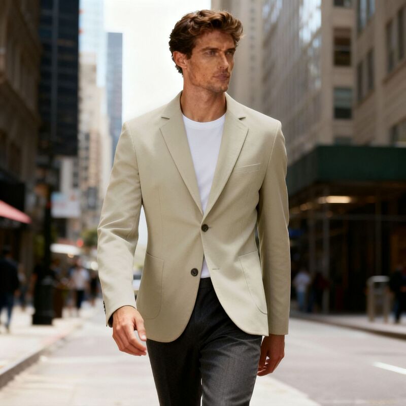 Factory In-Stock Men's Spring and Autumn Casual Solid Color Blazer Single-Breasted Jacket Lightweight Lapel Dad Suit