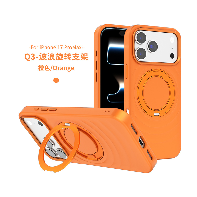 To'lqinsimon naqshli yangi iPhone 17 Pro telefon g'ildiragi, 360° aylanadigan taglik, 15/16 mm magnitli telefon g'ildiragi