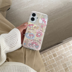 卡通格纹美乐蒂独角兽适用iPhone16苹果15ProMax/14/13手机壳少女