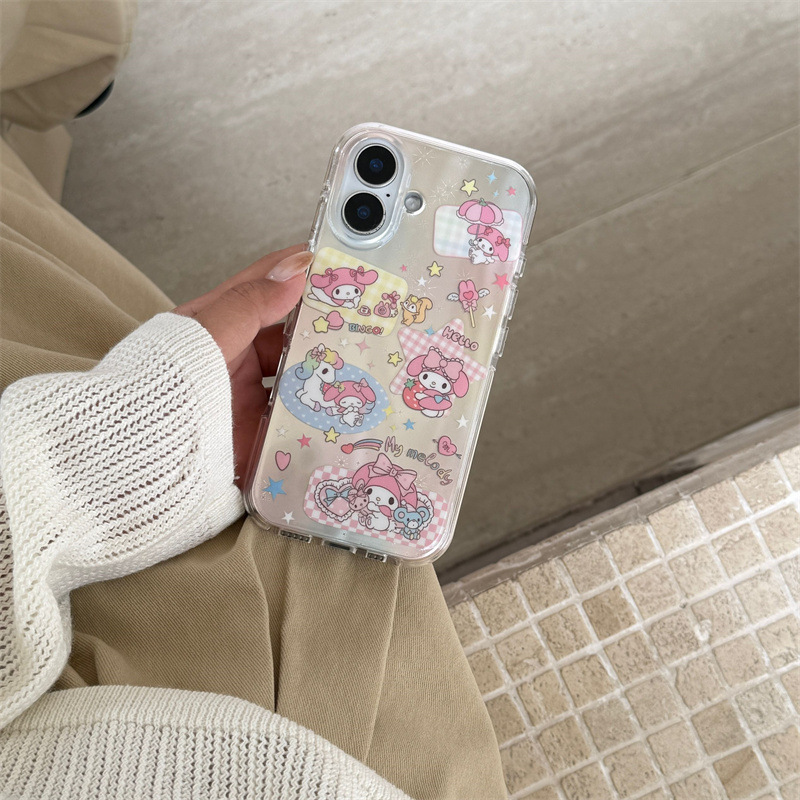 卡通格纹美乐蒂独角兽适用iPhone16苹果15ProMax/14/13手机壳少女|undefined