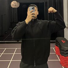 美式双拉链开衫毛衣男生休闲设计感针织外套ins立领长袖夹克上衣