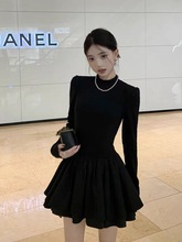 高个子公主蓬蓬初春季连衣裙子加长版175茶歇法式短裙气质小黑裙