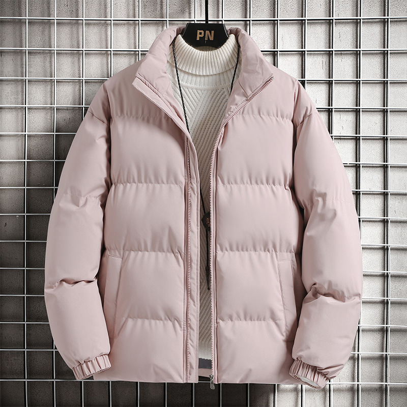 Giacca invernale da uomo in tinta unita, semplice, con collo alto in cotone, stile coppia, ampia_voghion.com