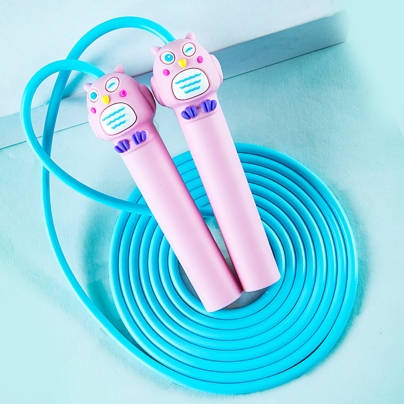 Cuerda de saltar de goma suave de dibujos animados para niños mango elástico resistente al desgaste resistente a tirones cuerda de goma suave mango de silicona entrenamiento de examen deportivo cuerda de saltar