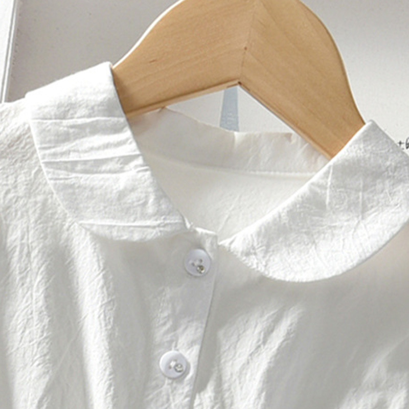 Simple New Children Short-sleeved White Solid Color Dress Wholesale Nihaojewelry display picture 4