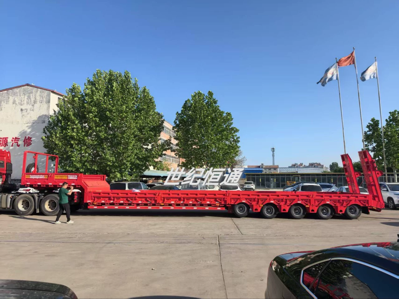 5-осный низкорамный полуприцеп для транспортировки инженерной техники, прицеп для перевозки крупногабаритных грузов, трансграничный низкорамный полуприцеп