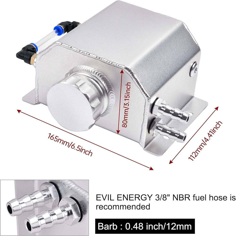 Ebay Amazon Hot Selling Car Modification Accessories Square Type Breathable Oil Pot Modification 1L 2L Fuel Tank Universal Car