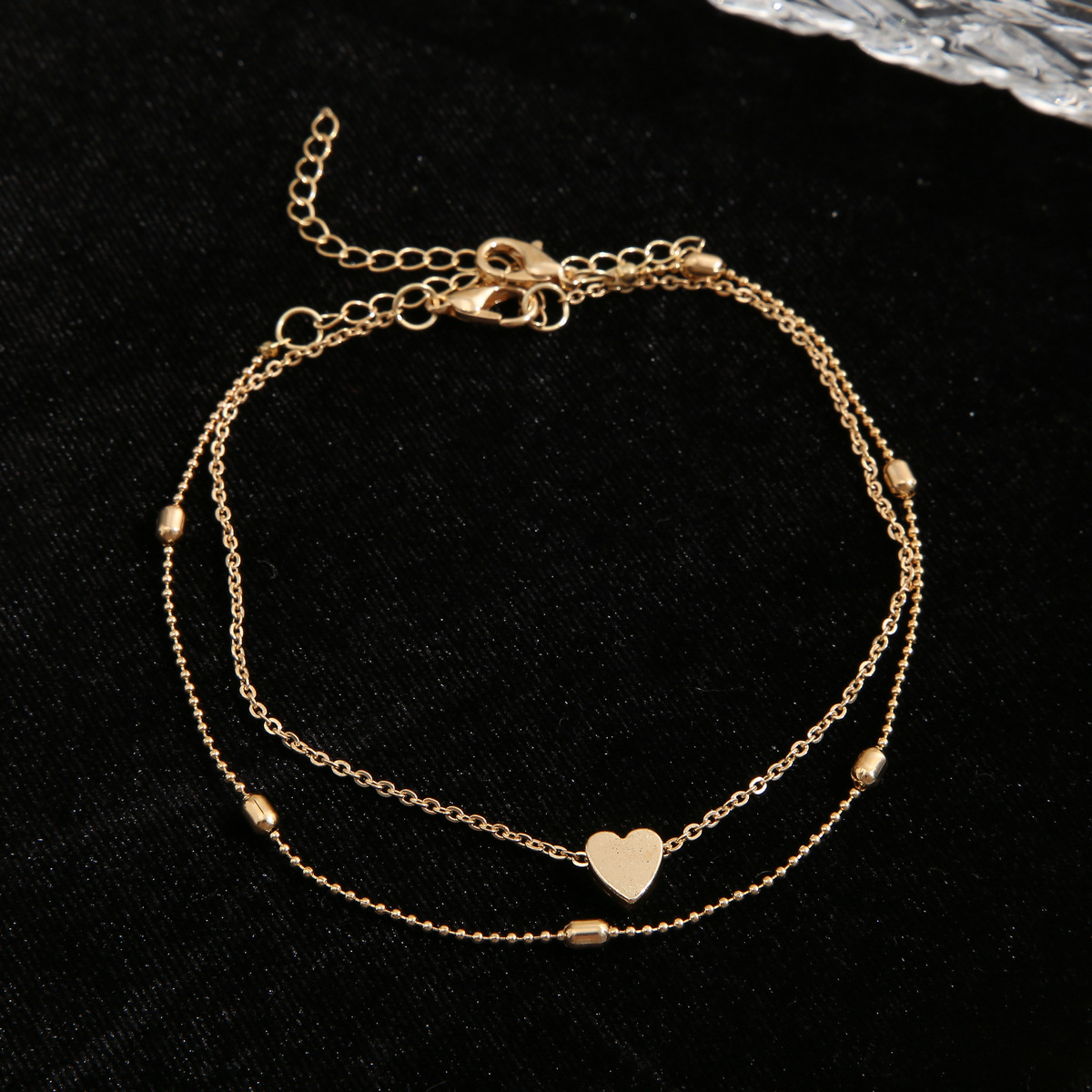 Fashion Cross Heart Shape Alloy Inlaid Crystal Artificial Crystal Women's Anklet display picture 3