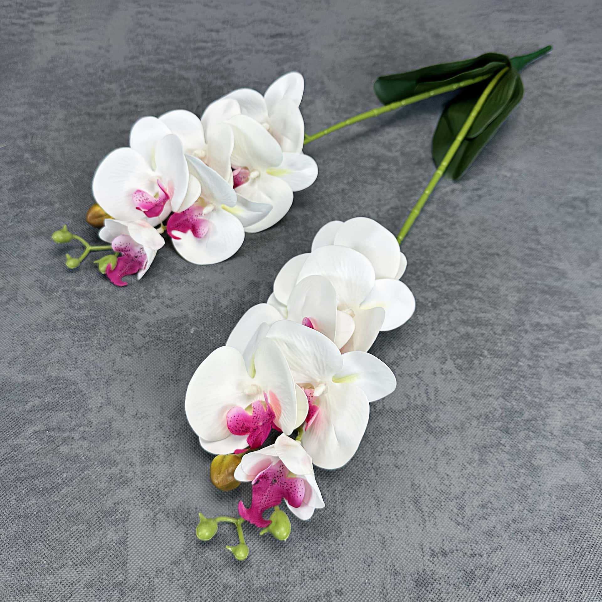 Simulación de 2 horquillas 12 mariposa orquídea PU sensación de flores falsas decoración del hogar decoración de boda props orquídea adornos al por mayor