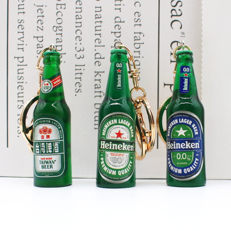 Imitation Food Play Taiwan Beer Ice Fire Wine Bottle Keychain Mini Wine Beverage Bottle Hanging Doll Machine Ornaments