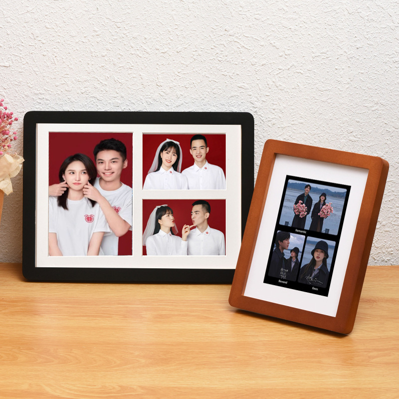 Simple solid wood rounded photo frame 8 inch 10 inch A4 size table diy registration wedding photo wedding dress frame couple photo