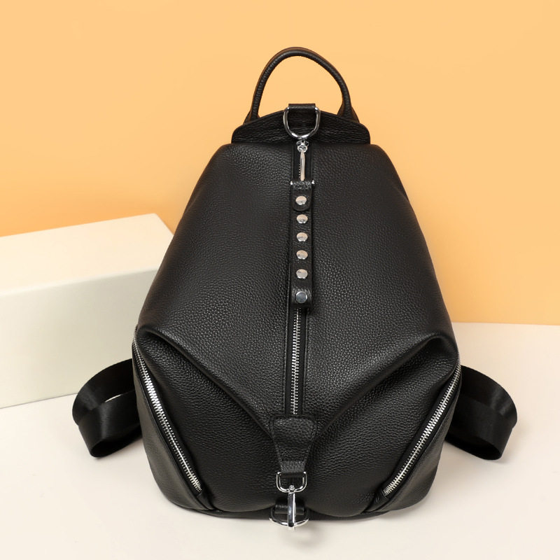 Ba lô nữ da thật chống trộm da bò lớp đầu dung tích lớn 27×15×31 cm — Màu nâu, Màu đen