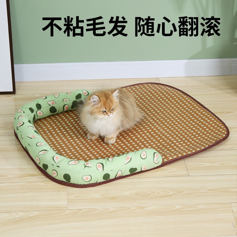 Cazada para perros, tapete para gatos, tapete para mascotas de ratán semicerrado en verano, tapete de hielo, tapete para perros grande, suministros generales para mascotas para todas las estaciones