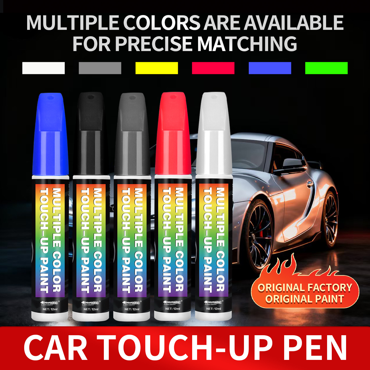 Buick Car touch-up paint pen scratch repair, black, red, silver, blue () - 12ml-universal-white