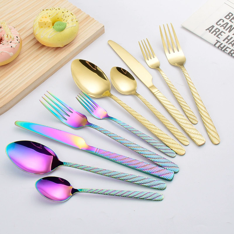 Tableware stainless steel with pigtail, handle, fork, spoon, set
