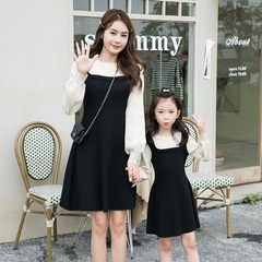 Dress parent-child set sweater 2023 new trending mother and daughter outfit stylish and trendy women's skirt turtleneck knitted sweater