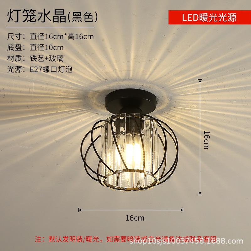 现代轻奢门厅入户玄关灯创意LED家装水晶灯具阳台走廊过道吸顶灯|undefined