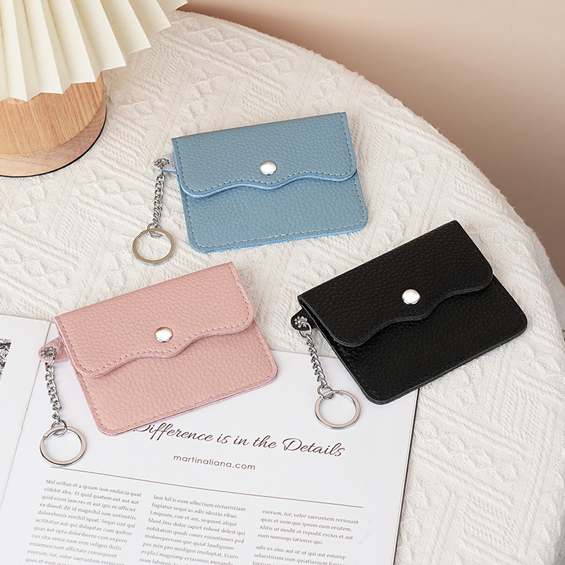 Bolsa de tarjetas ultra delgada de alto valor nominal simple multi-clip de tarjeta de tarjeta de pulsación clip de tarjeta anti-perdida cadena monedero anti-damagnetismo