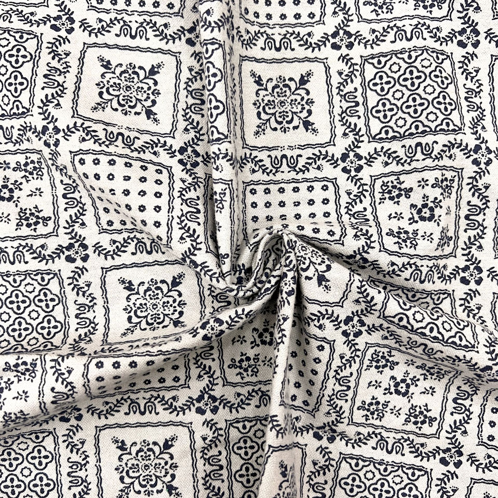 22049#永和花-DZ01-81#象牙色印丈青花