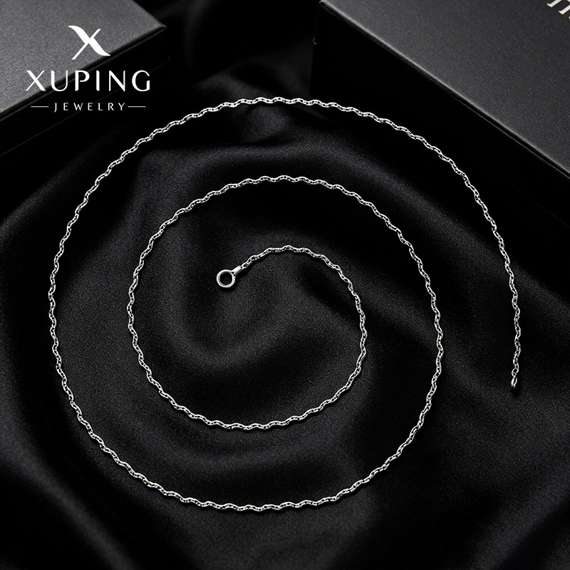 Xuping joyería simple blanco fino corrugado cadena colgante con cadena personalidad de la moda cadena de cadena única collar para las mujeres