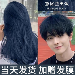 鸢尾蓝黑色染发剂膏免漂纯黑蓝色雾霾蓝女植物天然无刺激兰灰正品-阿里巴巴