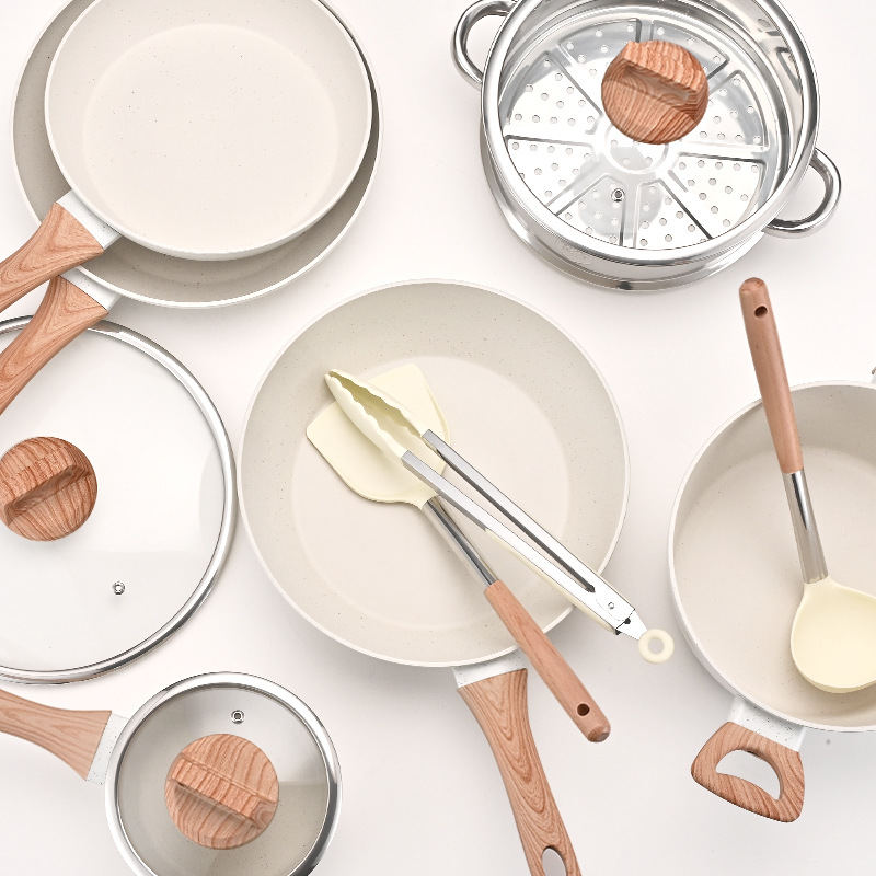 Comercio exterior transfronterizo al por mayor maifan Piedra sartén antiadherente juego completo olla doméstica traje freír sopa olla Cocina de Inducción estufa de gas