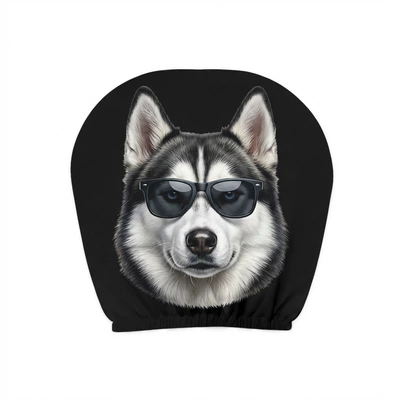 Polyester Fabric Car Headrest Cover with Funny Print, "Laugh Until Your Stomach Hurts" Design, Universal for Car Interiors, Does Not Shrink in All Seasons (Sürətlər qutusu və əl tormozu başlıqları) - handsome-husky-wearing-sunglasses-2-pack