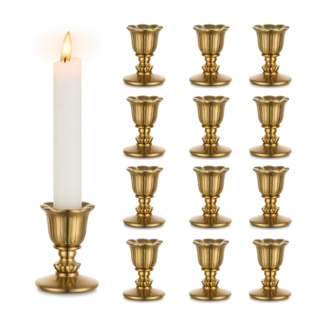 Candelaria europea cónica dorada adecuada para decoración central de la mesa de comedor boda recepción festivales decoración navideña