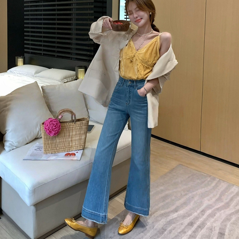 Source Factory Direct Nine-Point Flared Casual Versatile Jeans That Hug the Legs, Enhance the Curves, and Flatter the Figure 5858