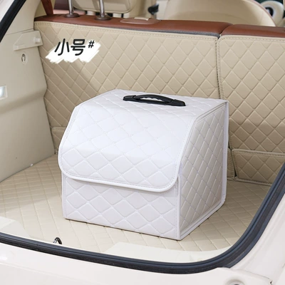 Trunk Storage Box Leather: Car storage bag/box - small-storage-box-light-plate-white