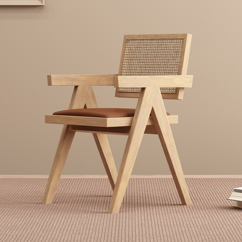 Sillas de caña sillas de cama, sillas de espessado, sillas de respaldo nórdicas japonesas, sillas de balcón, sillas de mesa de comedor de madera maciza