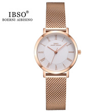IBSO3636新款女士个性时尚潮流网带简约学生石英手表圆形薄款小巧