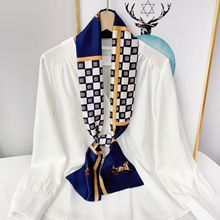 韩版丝巾长条高级感女士春夏新款双面围巾百搭小长巾职业领巾绑带