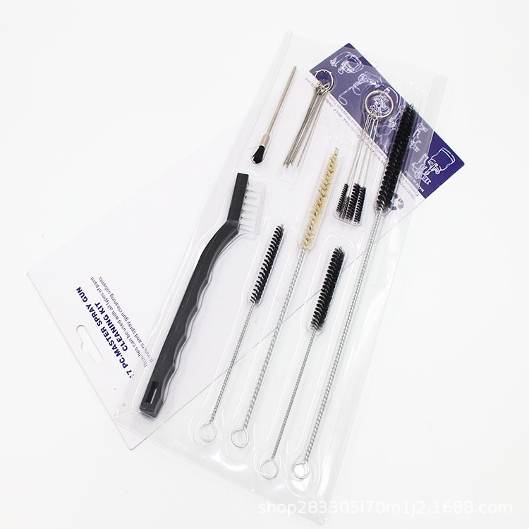 Venta caliente transfronteriza cepillo de pistola de pulverización boquilla de tatuaje cepillo de tubería kit de limpieza de pistola de pulverización fabricante cepillo de nailon de aguja de pasador mecánico