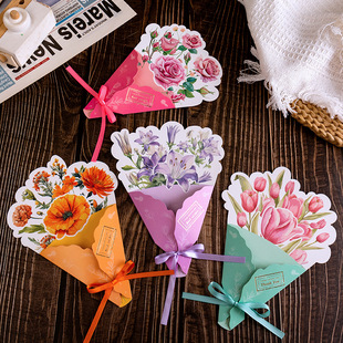 Cross-border bouquet three-dimensional hot greeting card festival thank you blessing send message card hand with gift creative small card