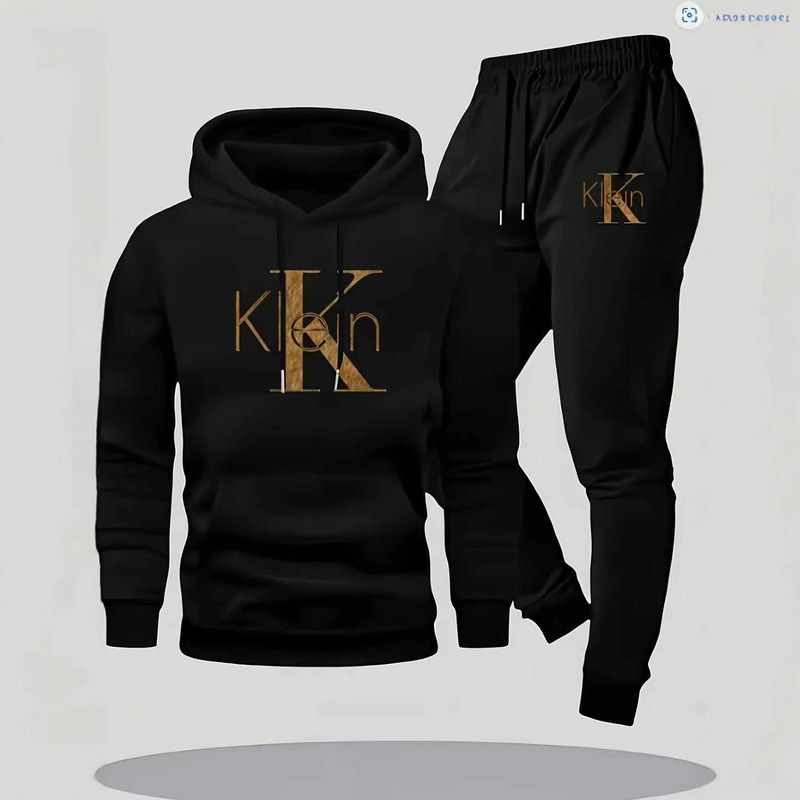2025 New Trendy Men's Sports Suit Couple Hoodie Foreign Trade Letter Print Casual Sweatshirt Suit Spring and Autumn