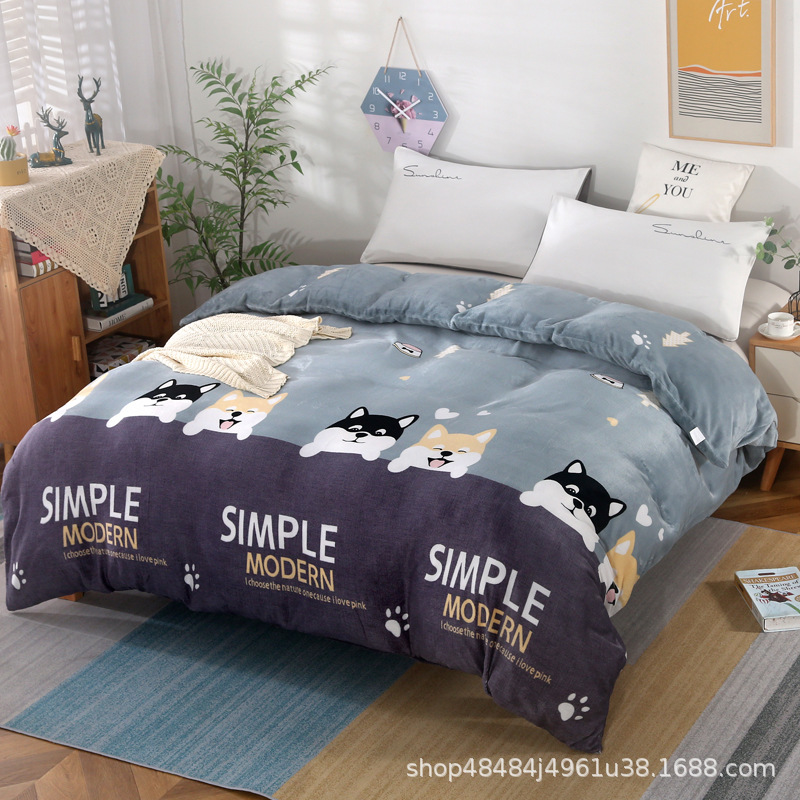 Flange edredón más edredón cubierta doble una sola pieza de lana de coral de doble cara de lana de invierno