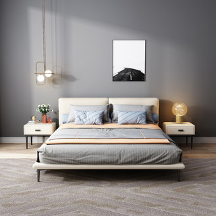 Italian Minimalist Cotton and Linen Fabric Modern Simple Master Bedroom 1.5/ 1.8m Large Bed Removable Cloth Bed Double Wedding Bed