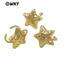 WT-R596 可爱星星形状凹凸设计黄铜开口可调节戒指精致礼物首饰