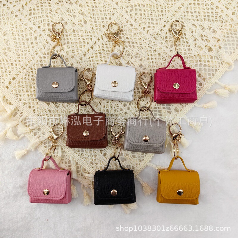 New Miu-Style Leather Pux Mini Bag Pendant, Simple Coin Purse Accessory, Car Keychain, Earphone Case, Creative Design New Miu-Style Leather Pux Mini Bag Pendant, Simple Coin Purse Accessory, Car Keychain, Earphone Case, Creative Design